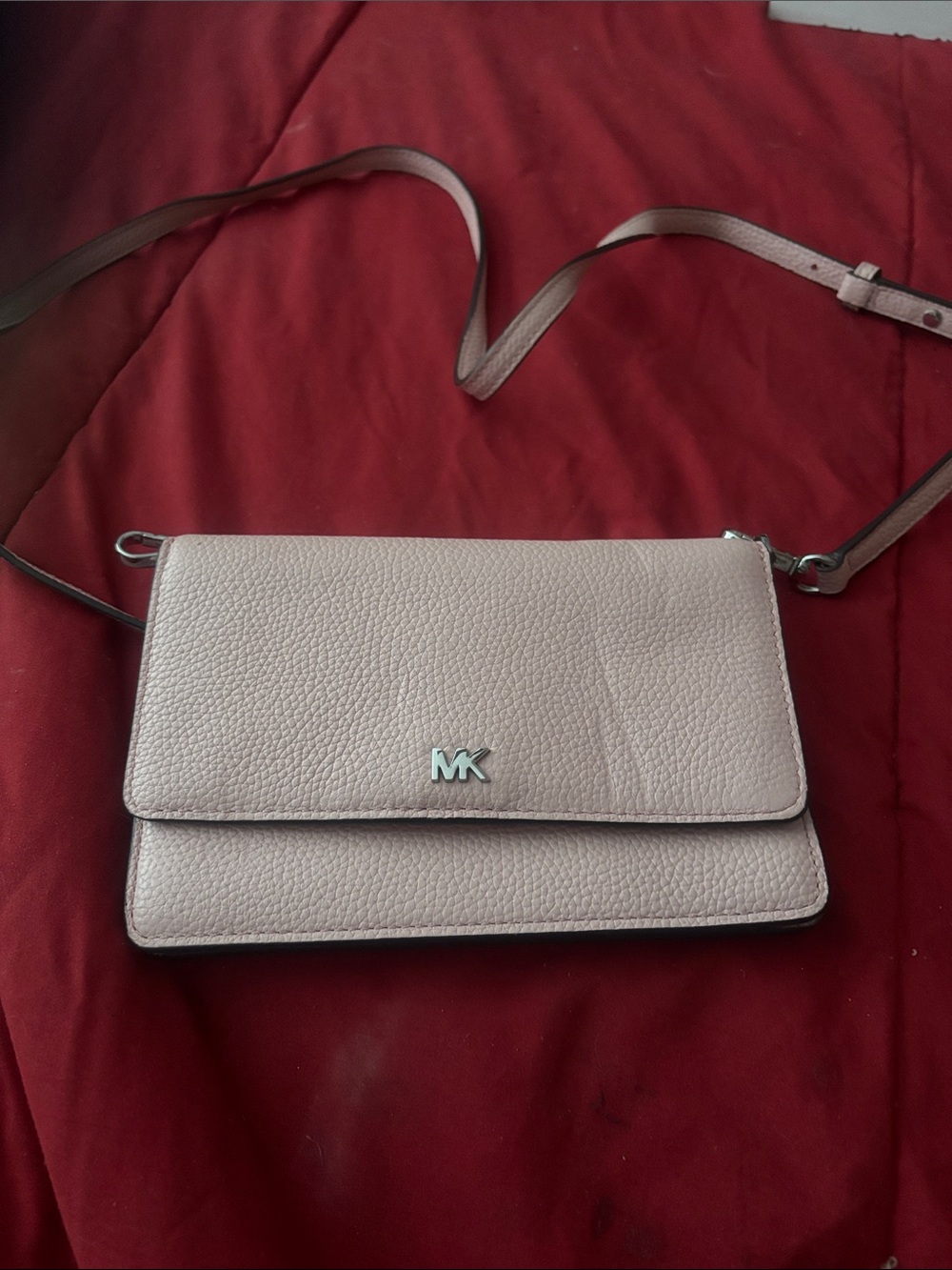 Michael Kors Pebbled Leather Crossbody in Blush Pink